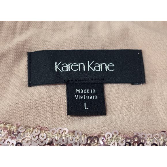 NWT Karen Kane pink shimmer sequin long sleeve top ruched sides - large - Picture 4 of 8